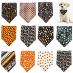 50/100pcs Pet Dog Bandana Halloween Style Pumpkin Bat Pet Dogs Bandanas Scarf Bibs Dog Party Grooming Accessories for Small Dogs (New)