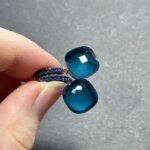 Flat Earrings Inlay Blue Zircon With Black Gun Plated Candy Crystal Earrings Fashion Elegant Jewelry Gift For Women (New)