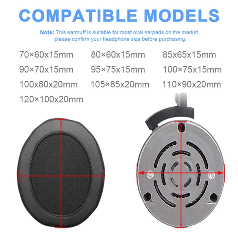 S277fb5bd2aaf46c4876e790e0f2d0369A_480x480 KUTOU Universal Oval Replacement Earpads Soft PU Memory Foam Earpad Ear Pads Cushions Earmuff Cover Cups Headphone Repair Parts (New) - Image 1