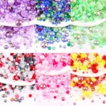 2mm-10mm 7 Sizes 500pcs AB Colors Flatback Half Round Pearl With Transparent AB Rhinestones Mixed Glue On Beads Nail DIY Gems (New)