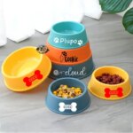 Custom Plastic Dog Bowls with Pet Name Non-Slip Christmas Birthday Gifts for Pet Personalized Pet Bowl Feeder for Dog or Cat (New)
