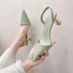 Comemore 2025 Women Brand Slingback Design Thin Heeled Pumps High Heels Sandals for Woman Slip on Pointed Toe Party Shoes Women (New)