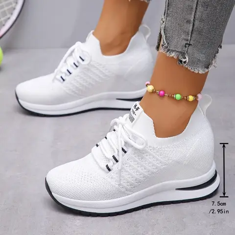 S285e4a9b8cdd46fa8d60afa5296a2f8bY_480x480q75 New Women Platform Sneakers Spring Fashion Women Vulcanize Shoes Lace-up Mesh Breathable Women Casual Shoes Tenis Feminino (New) - Image 1