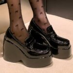 Chunky Platform Wedge Pumps For Women Slip On Gothic Punk Lolita Mary Janes High Heels Loafers Women Shoes Party Casual Ladies (New)