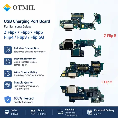 S29651f5c410b438f90c2cc99ae3ec2a1I_480x480q75 USB Charging Port Board Samsung Galaxy Z Flip 6 5 4 3 2 5G F741B F741U F741N F7410 F731B F731U F731N F7310 F721 F711 F710 (New) - Image 1