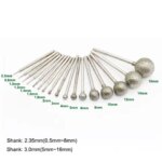 5pcs 0.5-16mm F-Needle Ball Type Electroplated Diamond Head 2.35/3mm Shank Burr Polishing Grinding Bits for Dremel Rotary Tools (New)