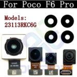 Front Rear Backside Camera Module Flex Cable Xiaomi Poco F6 Pro 23113RKC6G Frontal Selfie Back Facing Main Camera Lens Glass (New)