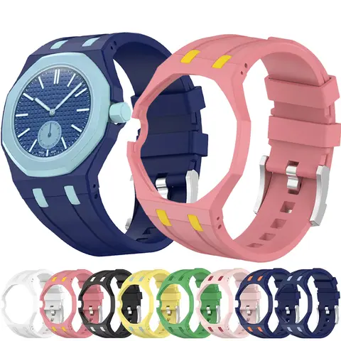 S2b70b9d4358049b4965be2f4281c86fe3_480x480q75 PC Case Frame+Silicone Strap Swatch X AP Royal Pop 2-in-1 Modified Suit Bracelet B AP Royal Pop Replacement Accessory (New) - Image 1