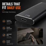 1TB Portable SSD External Hard Drive USB Type-C Data Storage Device Compact Backup Drive Laptop Mac PC Phone (New)