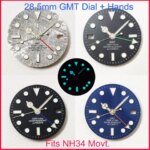 For NH34/35 GMT Dials Master 28.5mm For NH35 Series Calendar Dials Blue BGW9 Luminous Hands Meteorite Watch Parts Accessories (New)