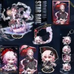 Game Honkai: Star Rail Figure March 7th Evernight Acrylic Keychain Stand Desk Decor Standing Sign Model Cosplay Badge Brooch (New)