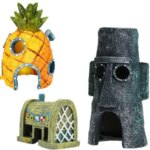 Set Fish Tank Aquarium Decor Squidward House Pineapple Cartoon House Home Ornaments Aquarium Accessories (New)