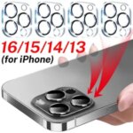 4 1 iPhone 16 15 14 13 Pro Max Plus Back Camera Cover Tempered Glass Rear Lens HD Clear Screen Protective Film Bangladesh (New)