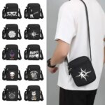Simple Oxford Cloth Shoulder Bag Cartoon Adjustable Mobile Phone Bag Multiple Compartments Crossbody Bag for Men (New)
