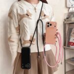 Crossbody Lanyard Solid Color Case iphone 17 Air 16 15 14 Plus 13 Pro Max Luxury Shockproof Silicone Soft TPU Back Cover (New)