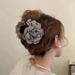 French Fabric Rose Flower Hair Claw Clips For Women Girls Hairs Clip Barrette Hairpins Hair Clamps Headwear Hair Accessories (New)
