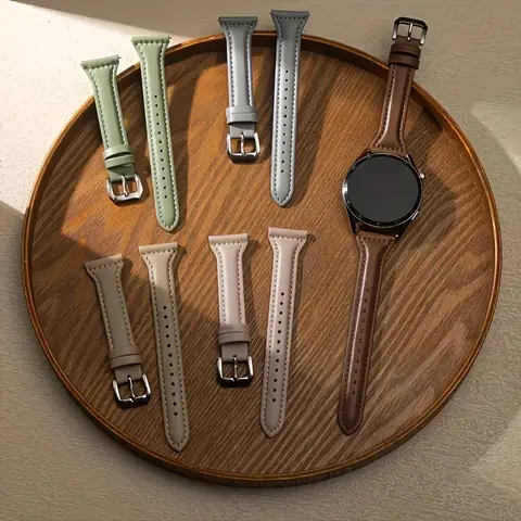 S31f7bb5b2a5246b68ff2c8b214bffc9dB_480x480q75 Slim Leather watch strap Samsung Galaxy watch 7 5 pro FE 4-6 20mm 22mm Classic bracelet Huawei watch GT 4-2e-2-3 pro b (New) - Image 1