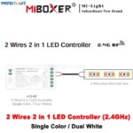 Miboxer LC2-RF DC12-24V 2.4G Single Color Dual White 2 in 1 Dimmer for 2 Wires CCT LED Strips Light Color Temperature Controller (New)