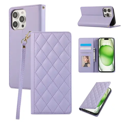 S3421ad05744e4a2789dbf3d75573ab4eo_480x480q75 Magnetic Closed Case Sharp Aquos Sense 9 8 7 6 4 Rhombus Leather Lanyard 3 Cards Wallet Cover Sharp Aquos Wish 5 4 3 (New) - Image 1