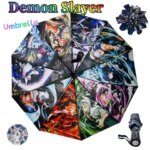 Demon Slayer Umbrella Cute Fashion Cartoon Anime Merchandise Anime-Inspired Black Foldable Sunscreen Umbrella Gift for Friends (New)