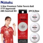 NITTAKU Premium ITTF Approved Table Tennis Balls 3 Star ABS New Material 40+ Competition Ping Pong Balls 3PCS/Box Professional (New)