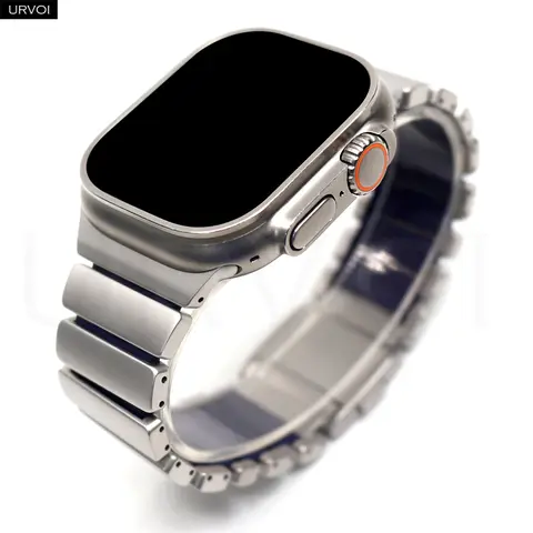 S3523fcd684d5440d80263a87c415a71eT_480x480q75 URVOI Stratos B Apple Watch Ultra 3 2 Series 11 10 9 8 SE3 Titanium Silicone Strap Magnet Clasp Bracelet DLC Coating 49mm (New) - Image 1