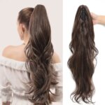 26 Inches Synthetic Wavy Claw Clip Ponytail Black Blonde 180g Heat Resistant Fiber Fluffy Messy Ponytail Hair Extensions (New)