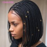 Short Braided Bob Wigs for Black Women HD Lace Front Box Braid Wig with Baby Hair Glueless Synthetic Cornrow Knots Wigs Black (New)