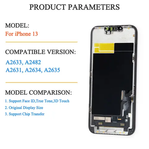 S365f5252d2354e7da6870144bff0d226T_480x480q75 RFLCD INCELL iPhone 13 LCD Display Touch Screen Replacement Digitizer Assembly iPhone 13 Screen Panel Face ID True Tone (New) - Image 1