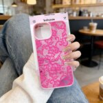 Elegant Romantic Black Lace Pattern Phone Case iPhone 17 Pro 16 Pro Max 15 18 17Air 13 14 Plus 12 11 Clear Hard Cover Shell (New)