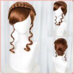 New Frozen Anna Cosplay Wig Brown Braided Updo with Curly Side Locks New Style Princess Anna Hair for Cosplay Party Halloween (New)