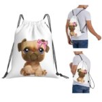 Coquette Littlest Pet Shop LPS Bulldog 451 Backpacks Portable Drawstring Bundle Pocket Sundries Bag Book Bags Man Woman School (New)