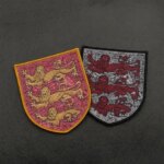 Printed England Three Lions Royal Coat of Arms Patch Vintage Heraldic Shield Hook Loop Tactical for Backpack Jacket Hat Decor Mo (New)