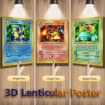Anime Pokémon 3D Lenticular Poster Charizard Squirtle Bulbasaur Come Alive with amazing 3D EffectsArt Print(Without Frame) (New)