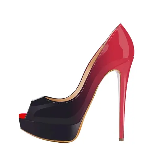 S391819a2a6eb423a94e07a10a4a7b130a_480x480q75 Women Stilettos Sexy Pumps 14cm Extremely Platform Peep Toe High Heels Patent Leather Party Nighclub Dress Red Wedding Shoes (New) - Image 1