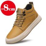 Casual genuine leather new height increasing shoes for men 6/8cm invisible elevator sneakers sport zapatillas de Hombre (New)