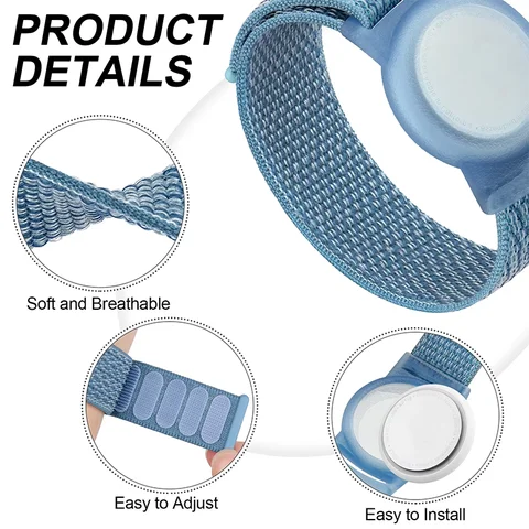 S3abc5de7b7c445f2a607dd5c46bcaf98z_480x480 Apple AirTags Kids Wristb Nylon Strap Anti-Scratch Cover Accessories Airtag GPS Tracker Holder Watch Strap Bracelet (New) - Image 1