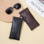 Genuine Leather Reading Glasses Bag Case For Man Women Retro Shrapnel Sunglasses Storage Holder Pouch Eyeglasses Box Eyewea (New)