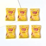 10pcs Cartoon Potato Chip Snack Bag Resin Charms Funny Earring Bag Zip Key Chain Pendant DIY Accessory For Jewelry Make (New)