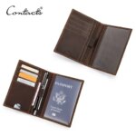 CONTACTS Passport Holder Men Genuine Leather Mini Wallet Card Holder for Passport Vintage Passport Cover Travel Passport Wallet (New)