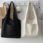 Blank hand-painted Women Shopper Canvas Bag Casual Tote Shoulder Bags for Girls Female Handbag Kpop Eco Friendly Shopping Bag (New)