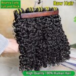 Unprocessed Burmese Curly Human Hair Bundle Vietnamese Raw 100% Human Hair Extensions For Women Bouncy Curly Natural Color #1B (New)