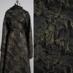 Black Gold Landscape Jacquard Brocade Fabric High Quality New Chinese Qipao Hanfu Dress Designer Clothing Sewing Material (New)