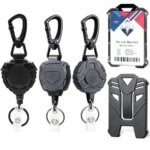 Heavy Duty Stainless Steel Id Badge Holder Keychain With Retractable Reel Vertical Lanyard Durable Anti-lost Card holder cover (New)
