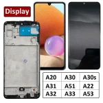 Samsung A20 A30 A30s A31 A51 A22 A32 A33 A53 M21 M31 4G 5G LCD Display Touch Screen Digitizer Assembly With Frame Bangladesh (New)