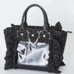 Japanese Sweet Bow Itabag Womens Lace Pearl Heart Pendant bag Transparent Pocket Handbag Large Capacity tote Bag Lolita Handbag (New)