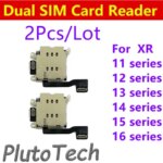2pcs Dual SIM Card Tray Slot Socket Flex Cable iPhone 16 11 12 13 14 15 Pro Max Inner Micro SIM Card Reader Adapter (New)