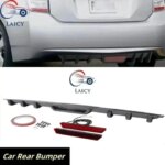 LAICY For T0yota Prius Car Rear Bumper Diffuser Lip w/ Tail Brake Stop Light Splitter Spoiler Shark Fin Lip Kit Black (New)