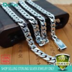 Daifuni S925 Sterling Silver 12MM Wide Necklace for Men Cuban Curb Chain Fashion Hip-Hop Figaro Party Unique Fine Jewelry (New)