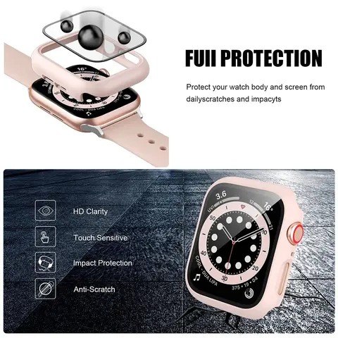 S43005e6319754b5585605496782e77c8n_480x480q75 Tempered Glass+Cover Apple watch Case 45mm 41mm 44mm 40mm 42mm Screen Protector Apple Watch Accessories serie 9 4 5 6 SE 7 8 (New) - Image 1
